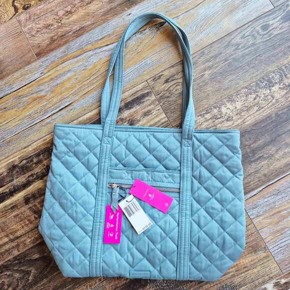 NWT VERA BRADLEY Performance Twill Tote Water Repellent Blue Oar Large 14"x19" - Picture 1 of 12
